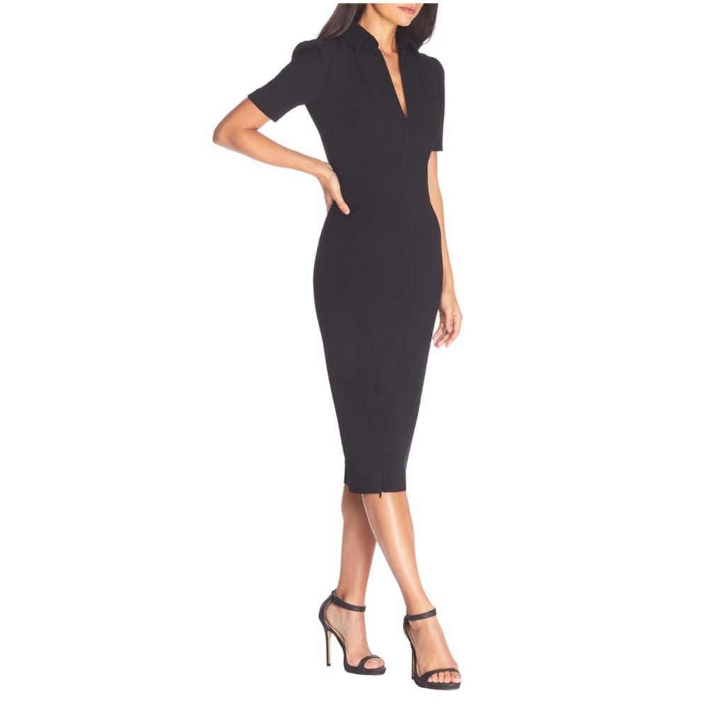 Dress the population Gloria front zip sheet dress - Picture 2 of 6